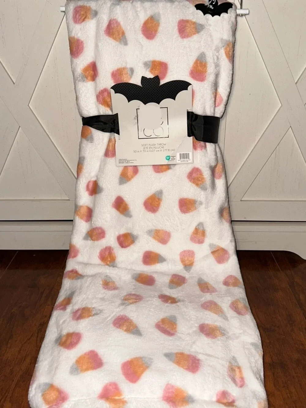 Deco Pink Candy Corn Plush Throw Blanket